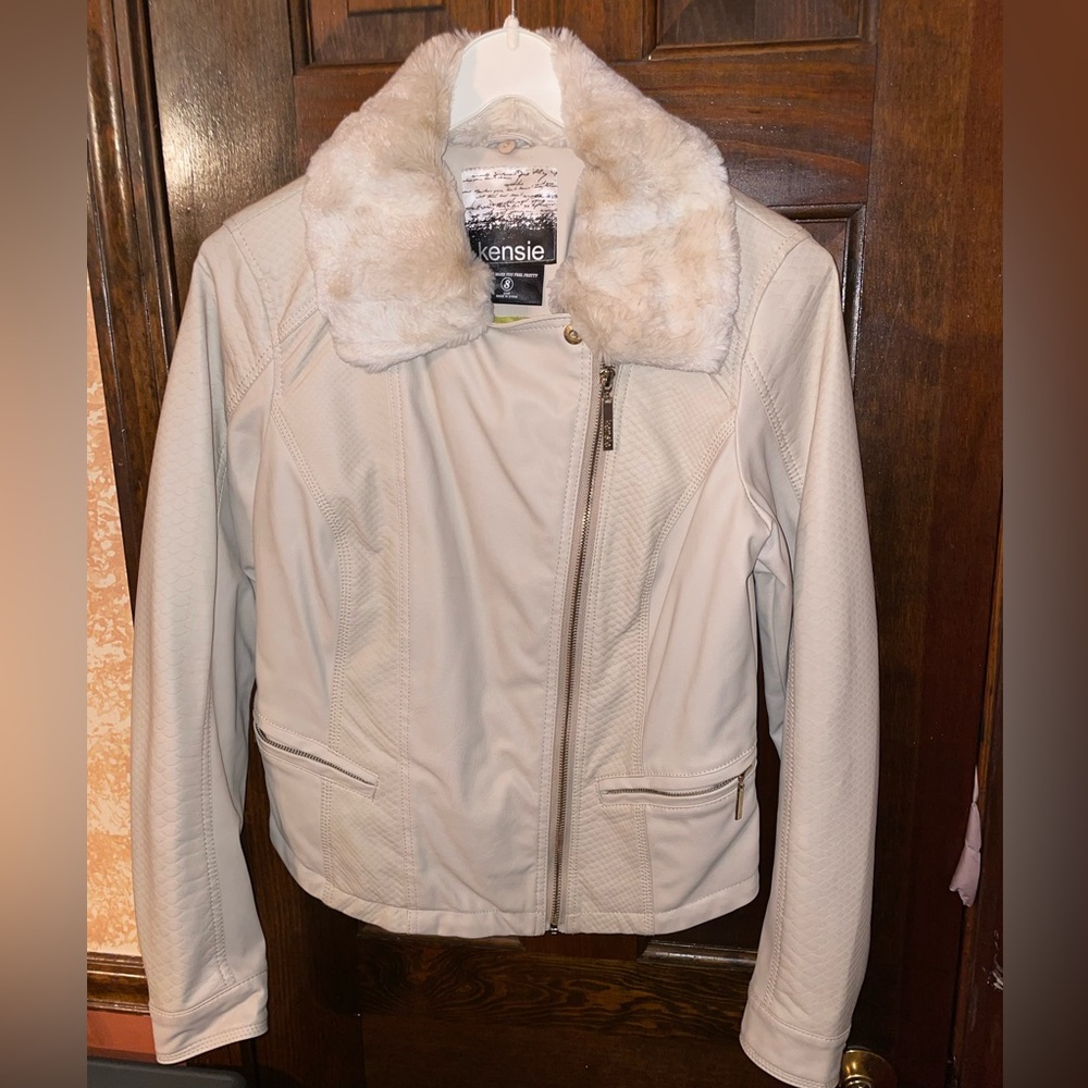Kensie Beige Faux Leather Jacket